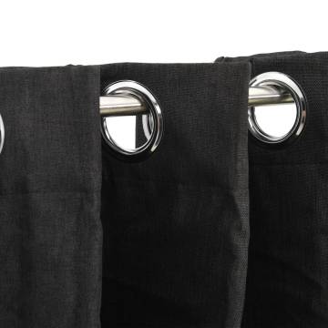 Linen-Look Blackout Curtains Anthracite 290x245cm | HiPo Market