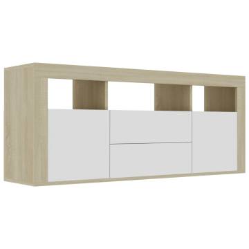 Stylish TV Cabinet White & Sonoma Oak | 120x30x50 cm