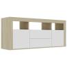 Stylish TV Cabinet White & Sonoma Oak | 120x30x50 cm