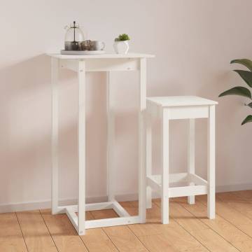 Stylish White Bar Table 60x60x110 cm - Solid Pine Wood