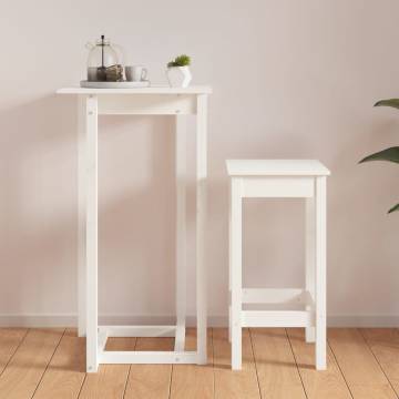 Stylish White Bar Table 60x60x110 cm - Solid Pine Wood