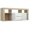 Stylish TV Cabinet White & Sonoma Oak | 120x30x50 cm