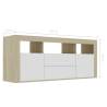 Stylish TV Cabinet White & Sonoma Oak | 120x30x50 cm