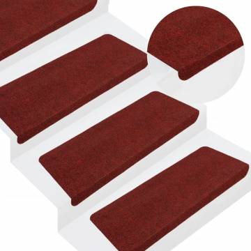 Red Self-Adhesive Stair Mats - 15 pcs | Hipomarket UK