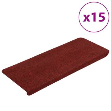 Red Self-Adhesive Stair Mats - 15 pcs | Hipomarket UK