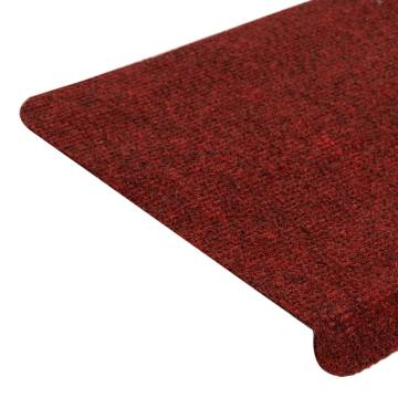 Red Self-Adhesive Stair Mats - 15 pcs | Hipomarket UK