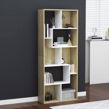 Book Cabinet White & Sonoma Oak - Stylish Storage Solution