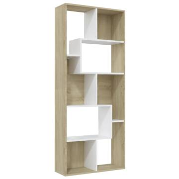 Book Cabinet White & Sonoma Oak - Stylish Storage Solution