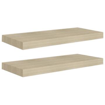 Floating Wall Shelves - Stylish Oak Shelving Set (2 pcs)