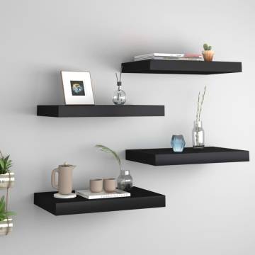 Stylish Floating Wall Shelves - 4 pcs Black | HipoMarket