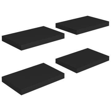 Stylish Floating Wall Shelves - 4 pcs Black | HipoMarket