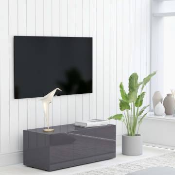 Stylish High Gloss Grey TV Cabinet - 80x34x30 cm