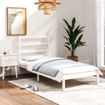 White Solid Wood Bed Frame 75x190 cm - Small Single