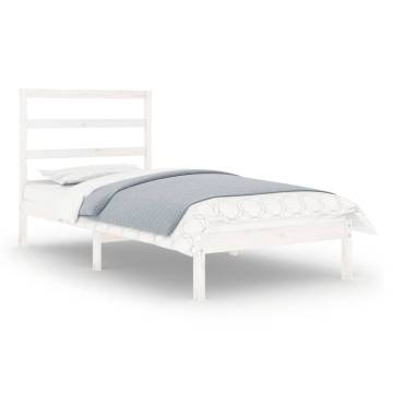 White Solid Wood Bed Frame 75x190 cm - Small Single