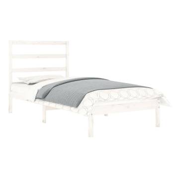 White Solid Wood Bed Frame 75x190 cm - Small Single