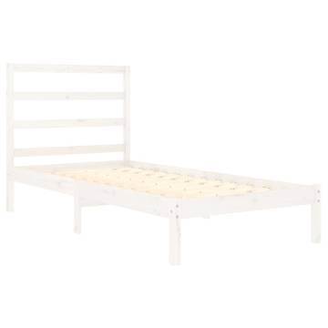 White Solid Wood Bed Frame 75x190 cm - Small Single