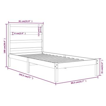 White Solid Wood Bed Frame 75x190 cm - Small Single