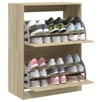 Shoe Cabinet with 2 Flip-Drawers in Sonoma Oak | HipoMarket