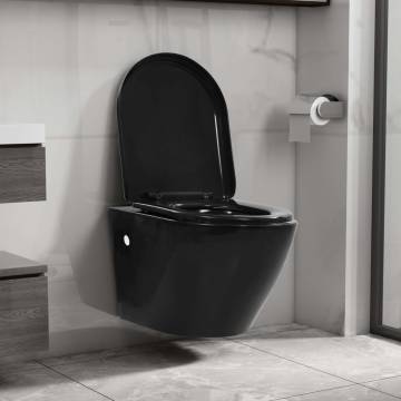 Stylish Wall Hung Toilet with Concealed Cistern - Black Ceramic