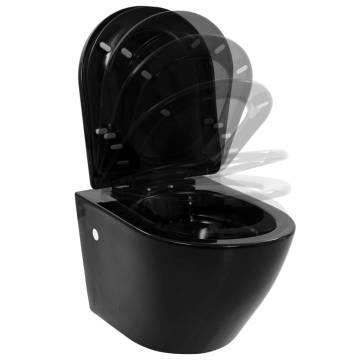 Stylish Wall Hung Toilet with Concealed Cistern - Black Ceramic