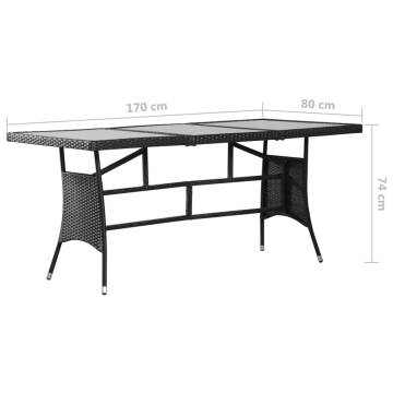 Garden Table Black 170x80 cm - Durable Poly Rattan