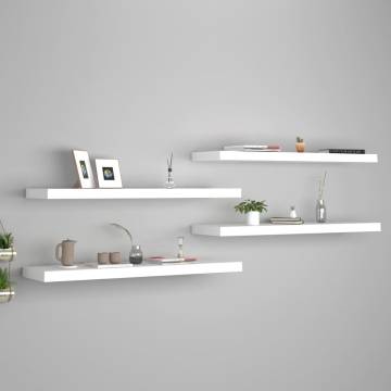 Floating Wall Shelves - 4 pcs White 90x23.5 cm MDF