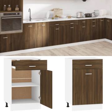 Brown Oak Drawer Bottom Cabinet - 50x46x81.5 cm