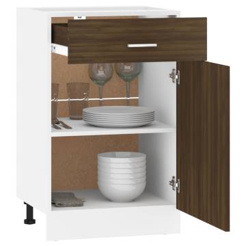 Brown Oak Drawer Bottom Cabinet - 50x46x81.5 cm