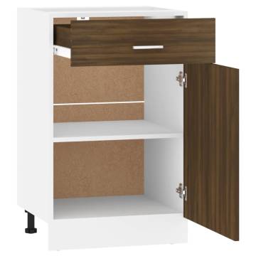 Brown Oak Drawer Bottom Cabinet - 50x46x81.5 cm