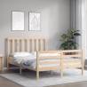 Solid Wood Bed Frame with Headboard 140x190 cm | Hipo Market