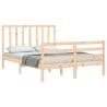 Solid Wood Bed Frame with Headboard 140x190 cm | Hipo Market