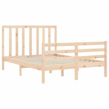 Solid Wood Bed Frame with Headboard 140x190 cm | Hipo Market