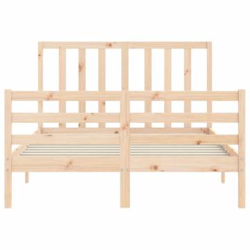 Solid Wood Bed Frame with Headboard 140x190 cm | Hipo Market