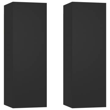 Stylish Black TV Cabinets Set - 2 pcs, 30.5x30x90 cm