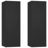 Stylish Black TV Cabinets Set - 2 pcs, 30.5x30x90 cm