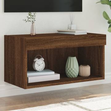 TV Cabinet with LED Lights - Brown Oak 60x30x30 cm