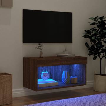 TV Cabinet with LED Lights - Brown Oak 60x30x30 cm