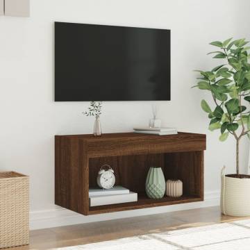 TV Cabinet with LED Lights - Brown Oak 60x30x30 cm