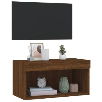 TV Cabinet with LED Lights - Brown Oak 60x30x30 cm