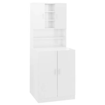 High Gloss White Washing Machine Cabinet - Modern Storage Solution