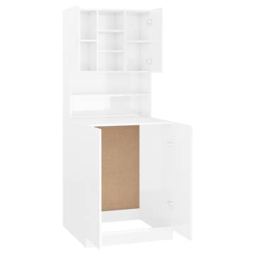 High Gloss White Washing Machine Cabinet - Modern Storage Solution