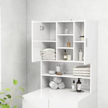 High Gloss White Washing Machine Cabinet - Modern Storage Solution