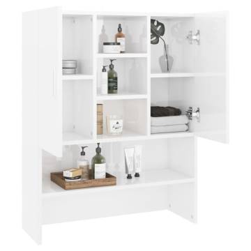 High Gloss White Washing Machine Cabinet - Modern Storage Solution