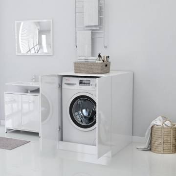 High Gloss White Washing Machine Cabinet - Modern Storage Solution