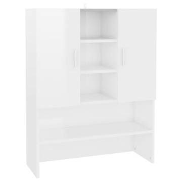 High Gloss White Washing Machine Cabinet - Modern Storage Solution