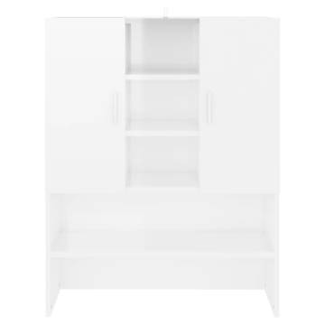 High Gloss White Washing Machine Cabinet - Modern Storage Solution