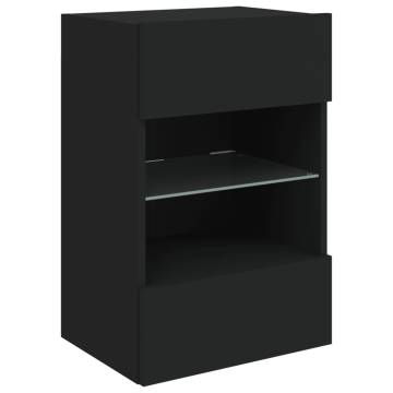 Stylish Black TV Wall Cabinet with LED Lights - 40x30x60.5 cm