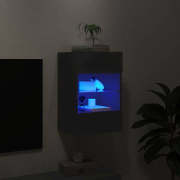 Stylish Black TV Wall Cabinet with LED Lights - 40x30x60.5 cm