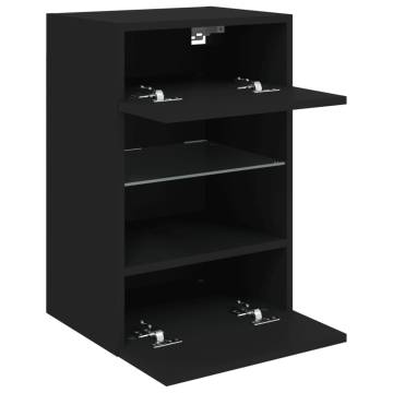 Stylish Black TV Wall Cabinet with LED Lights - 40x30x60.5 cm