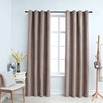 Elegant Taupe Blackout Curtains with Metal Rings - 140x175 cm